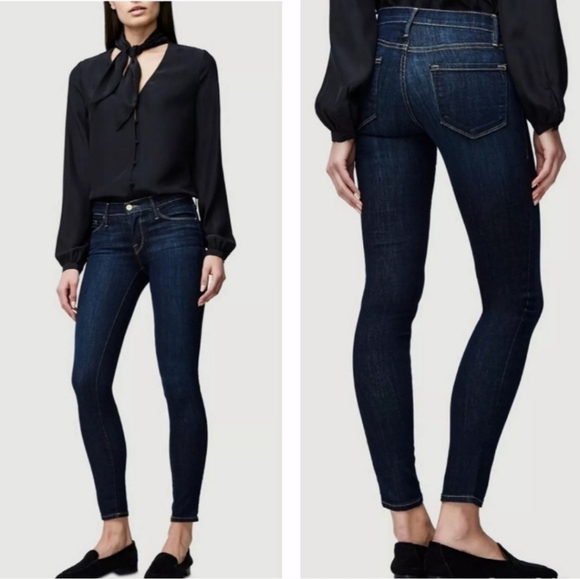 FRAME Denim Le Skinny de Jeanne Queens Way Dark Wash Skinny Jeans Size 27 - Picture 1 of 10